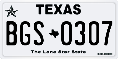 TX license plate BGS0307