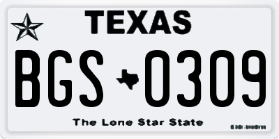 TX license plate BGS0309