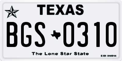 TX license plate BGS0310