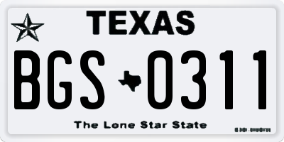 TX license plate BGS0311