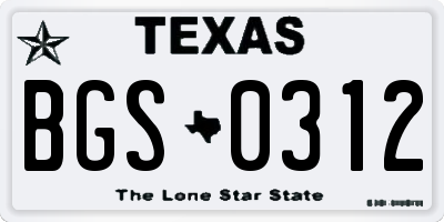 TX license plate BGS0312