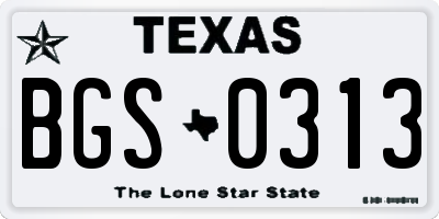 TX license plate BGS0313