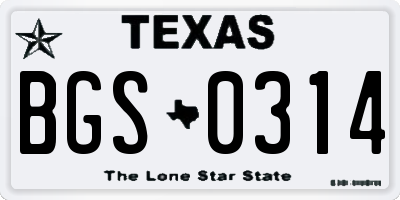 TX license plate BGS0314