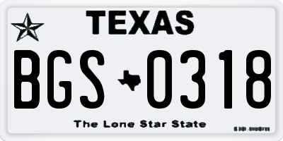 TX license plate BGS0318