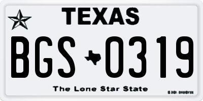 TX license plate BGS0319