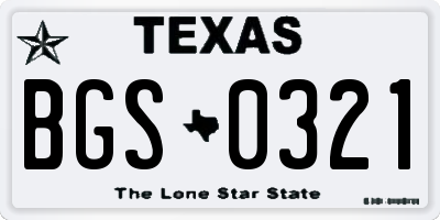 TX license plate BGS0321