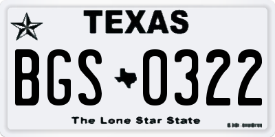 TX license plate BGS0322