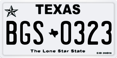 TX license plate BGS0323