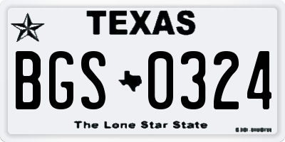 TX license plate BGS0324