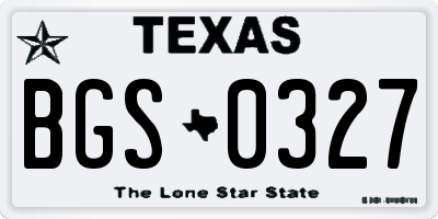 TX license plate BGS0327