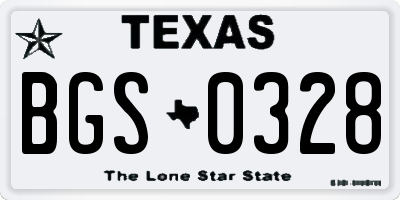 TX license plate BGS0328