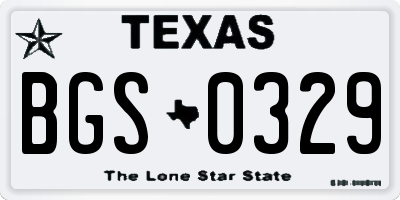 TX license plate BGS0329