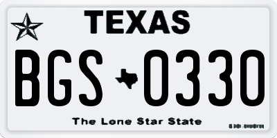 TX license plate BGS0330