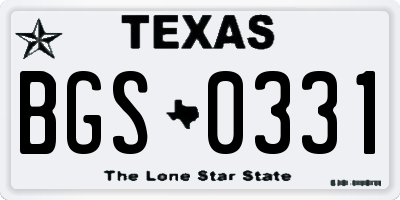 TX license plate BGS0331
