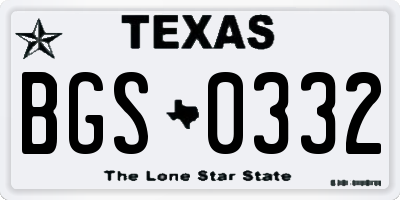 TX license plate BGS0332