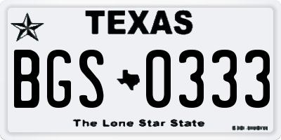 TX license plate BGS0333