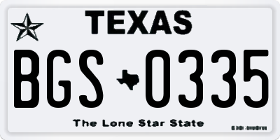 TX license plate BGS0335