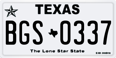 TX license plate BGS0337
