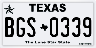 TX license plate BGS0339