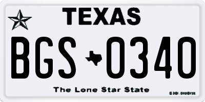 TX license plate BGS0340