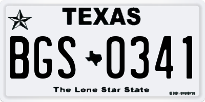 TX license plate BGS0341