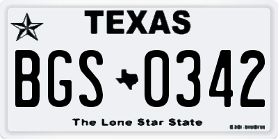 TX license plate BGS0342