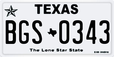 TX license plate BGS0343
