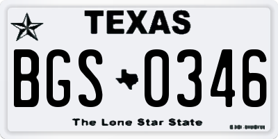 TX license plate BGS0346