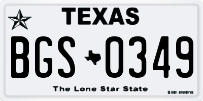 TX license plate BGS0349