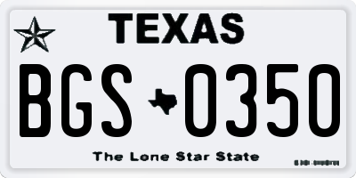 TX license plate BGS0350