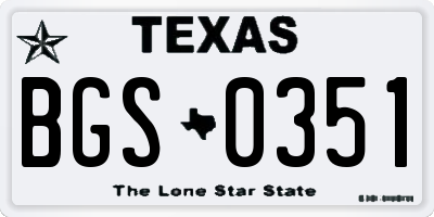 TX license plate BGS0351