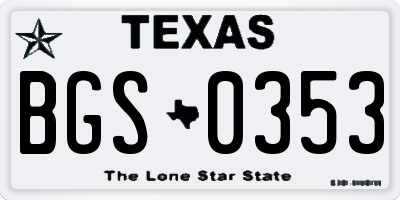 TX license plate BGS0353