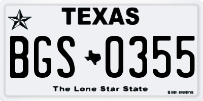 TX license plate BGS0355