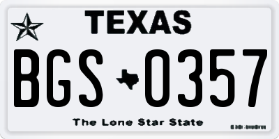TX license plate BGS0357