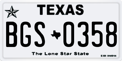 TX license plate BGS0358