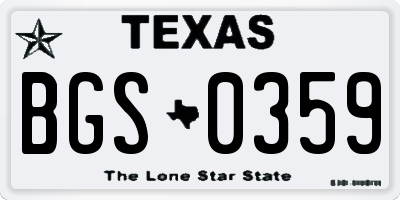 TX license plate BGS0359