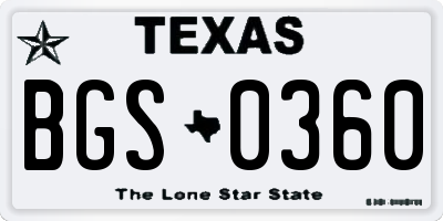 TX license plate BGS0360