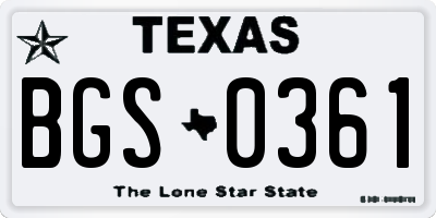 TX license plate BGS0361