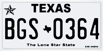 TX license plate BGS0364
