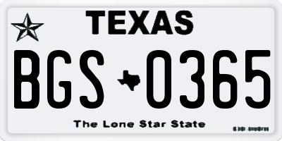 TX license plate BGS0365