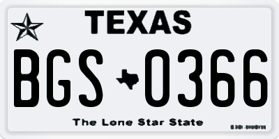 TX license plate BGS0366