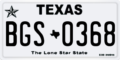 TX license plate BGS0368