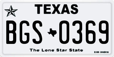 TX license plate BGS0369