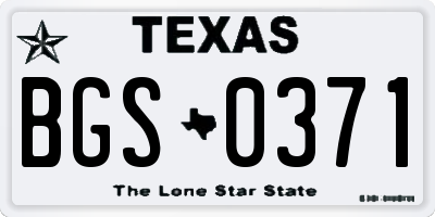 TX license plate BGS0371