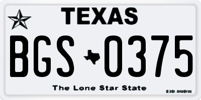 TX license plate BGS0375
