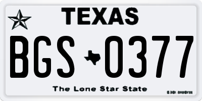 TX license plate BGS0377