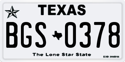 TX license plate BGS0378