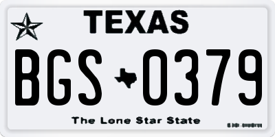 TX license plate BGS0379