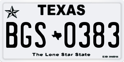 TX license plate BGS0383
