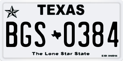 TX license plate BGS0384